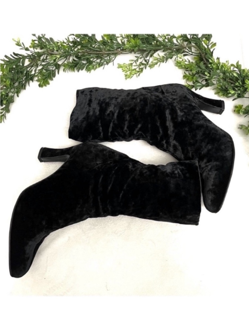 Salvatore Ferragamo Black Velvet Mid-Calf Heeled Boots - Women Size 9.5